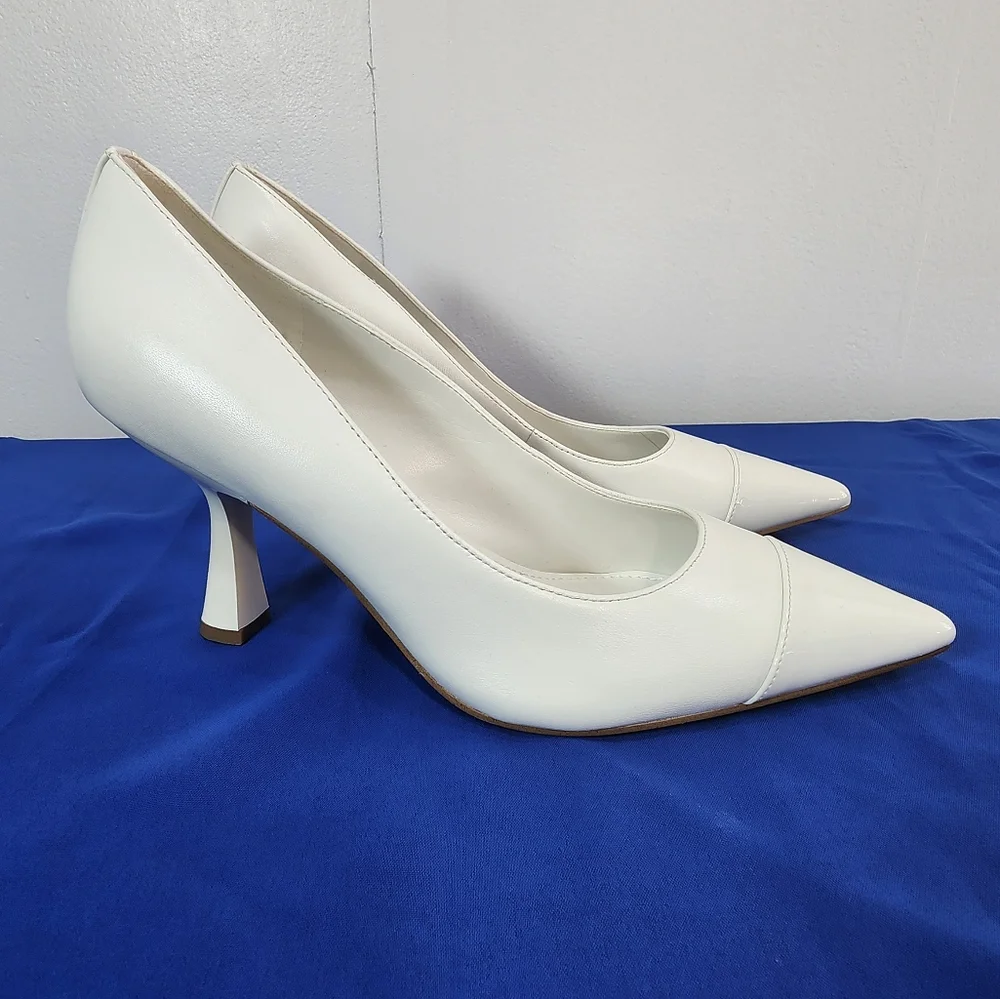 Nine West Pointy Cap Toe Pump color bone size 8.5M